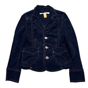 Y2K Christopher Blue Women’s Black Corduroy Contrast Stitching Blazer